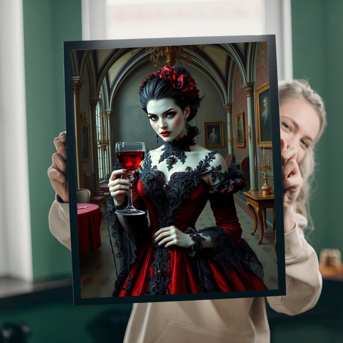 Gothic Vampire Countess Jigsaw Puzzle Victorian Ballroom Fantasy