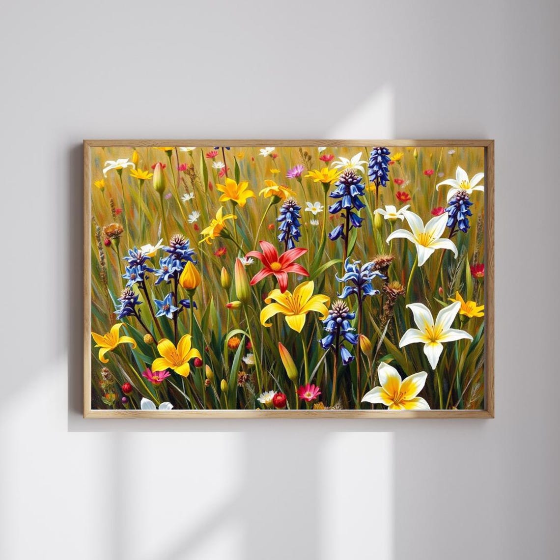 Bluebell Lilies Summer Meadow Yellow Red Bloom Floral Art Poster