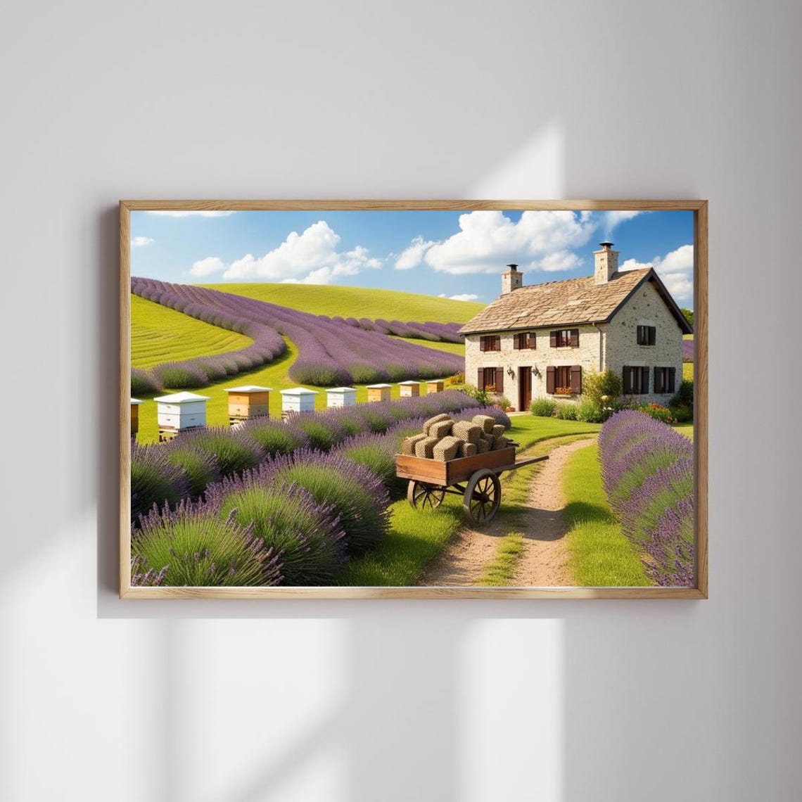 Lavender Farm Rolling Hills Stone House Beehives Summer Wall Art