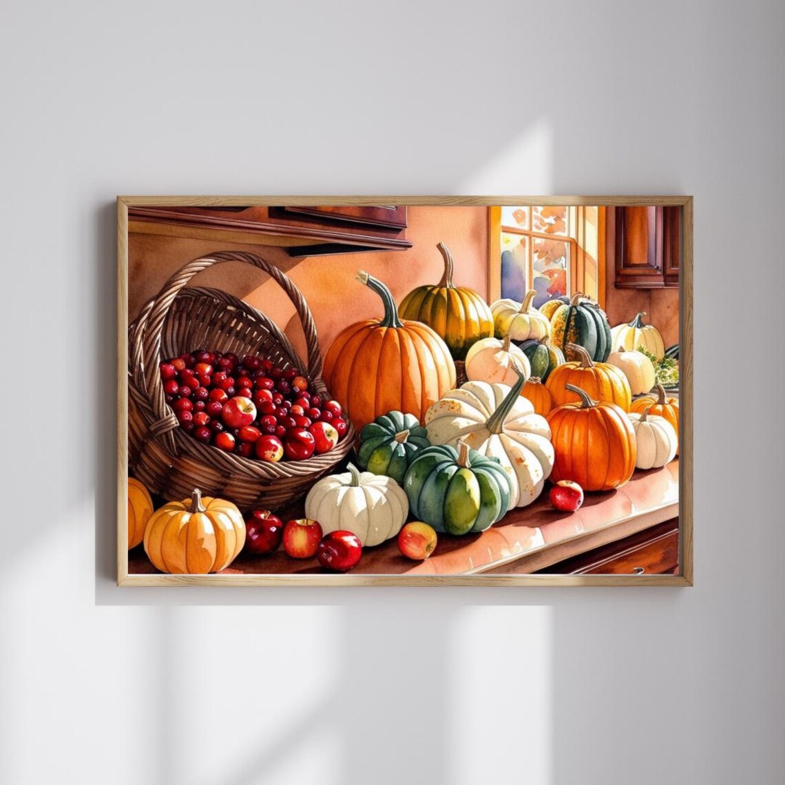 Autumn Harvest Puzzle Pumpkins And Apples, Poster Print