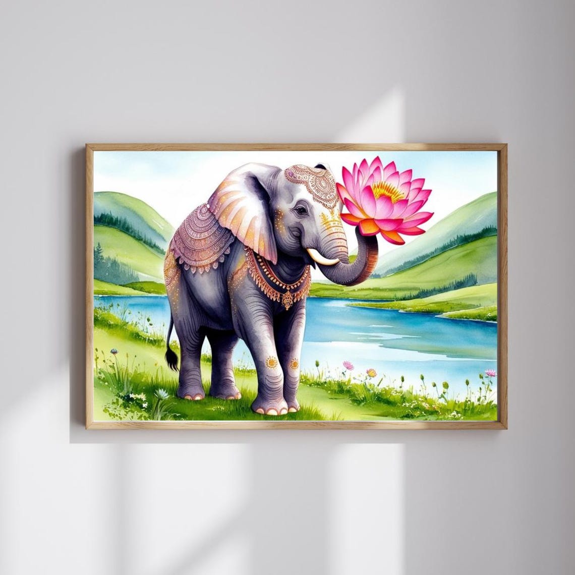 Elephant Flower Jigsaw Puzzle Whimsical Animal Art