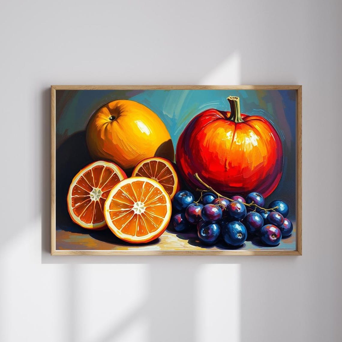 Oranges Peppers Grapes Colorful Fruit Still Life Painting Art Poster