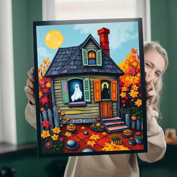 Spooky Halloween House Jigsaw Puzzle Ghostly Window Watchers