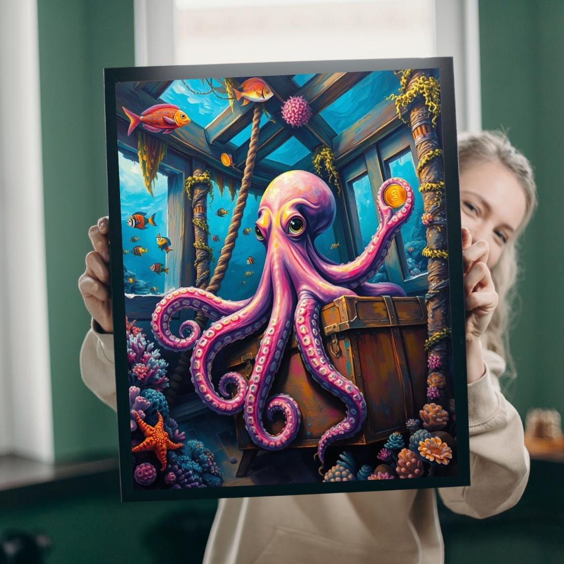 Fantasy Octopus Jigsaw Puzzle Unique Ocean Decor Gift