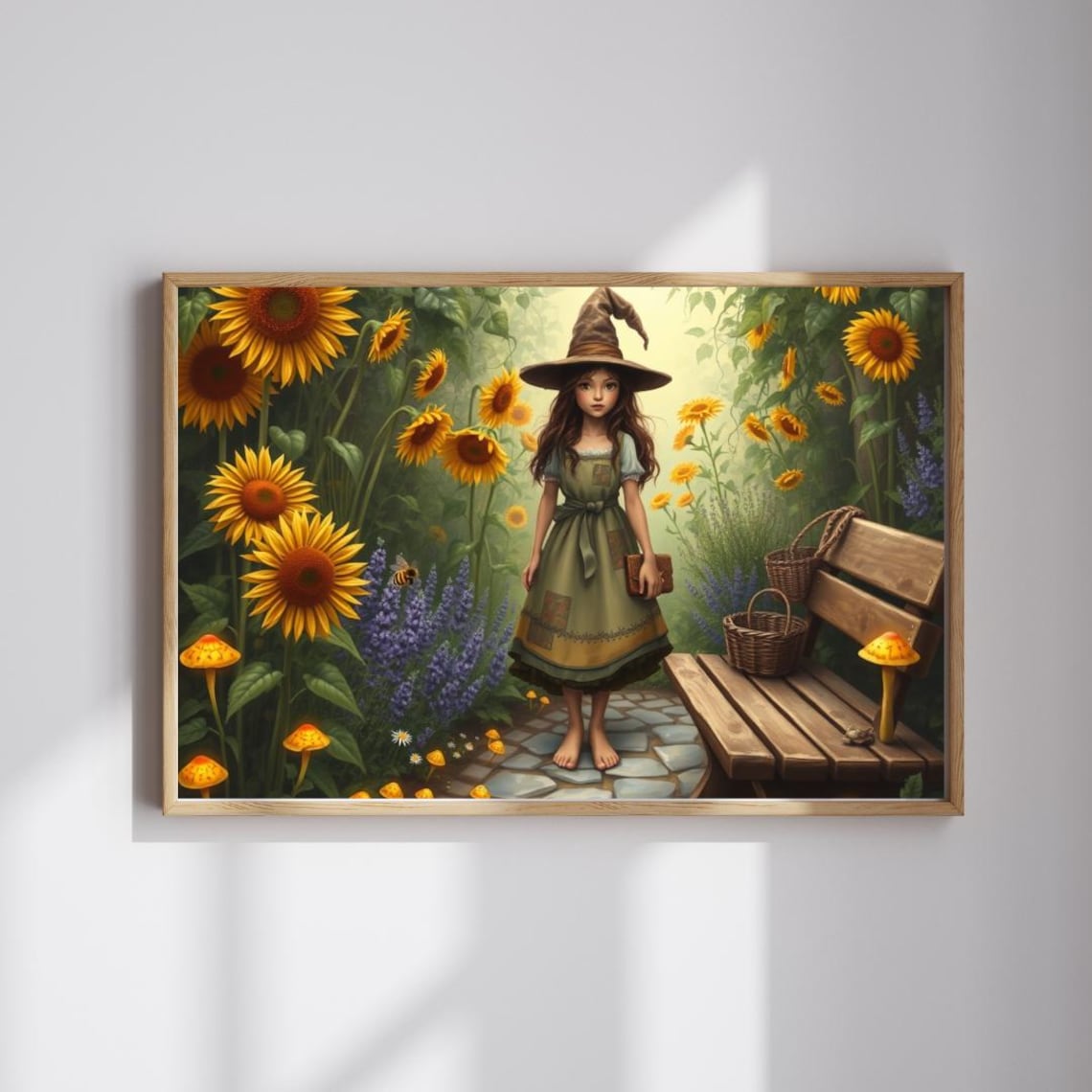 Sunflower Witch Garden Art Print, Fantasy Botanical