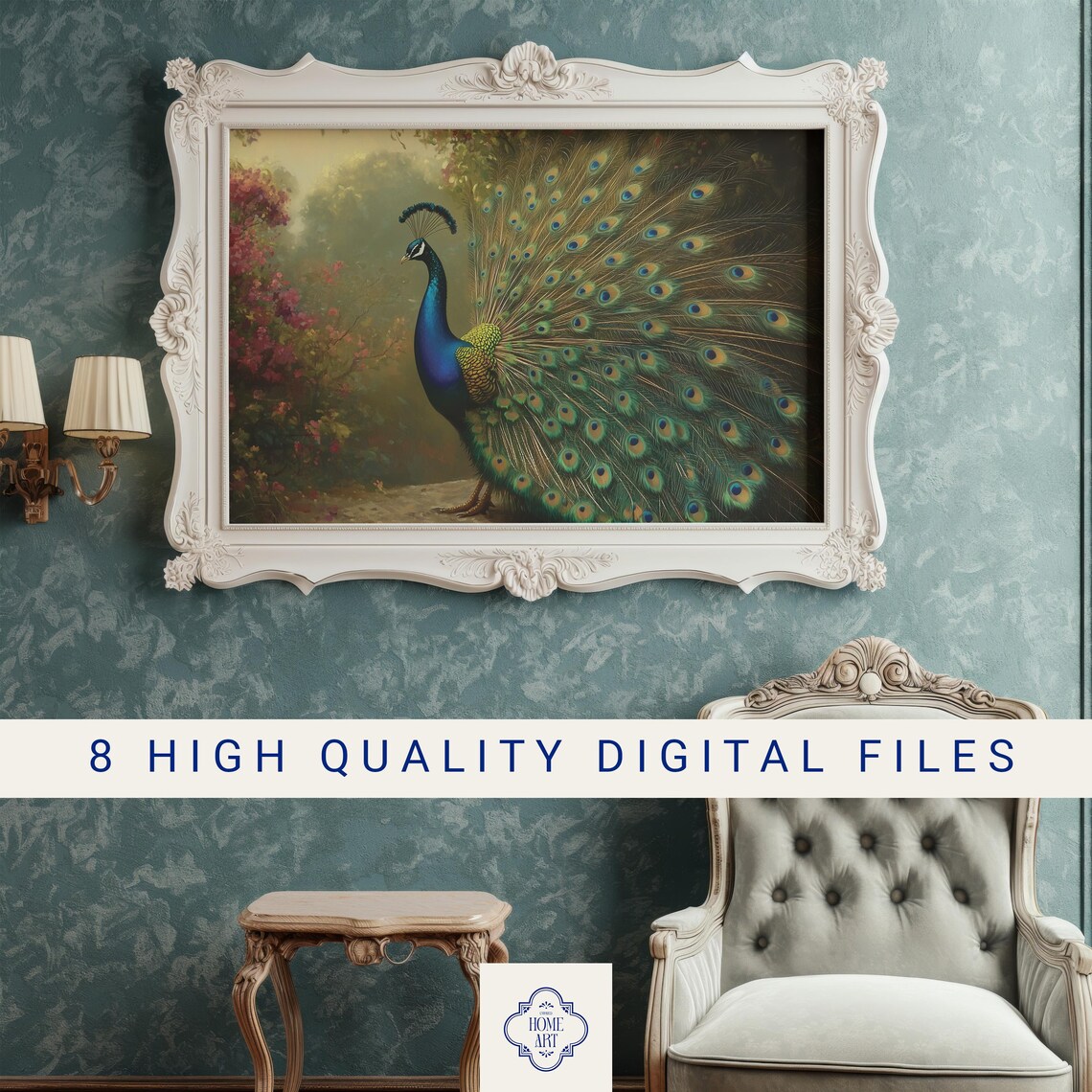 Peacock Colorful Fanned Tail Lush Garden Bird Display Art Poster - Image 3