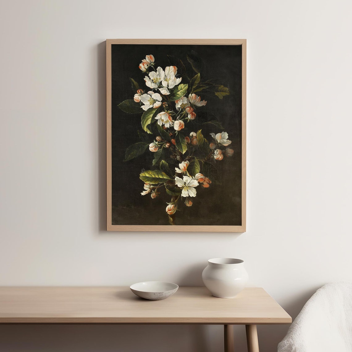 Dark Botanical Blossoms, Black Botanical Art Print - Image 2