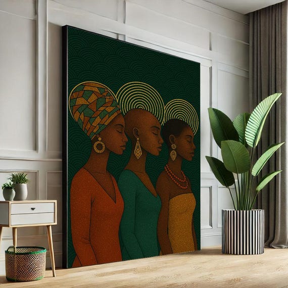 Bold African Women Portrait Canvas Wall Art Print Modern Living Room Decor Statement Piece