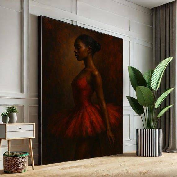 Elegant Black Ballerina Canvas Wall Art Print Minimalist Living Room Decor Statement Piece