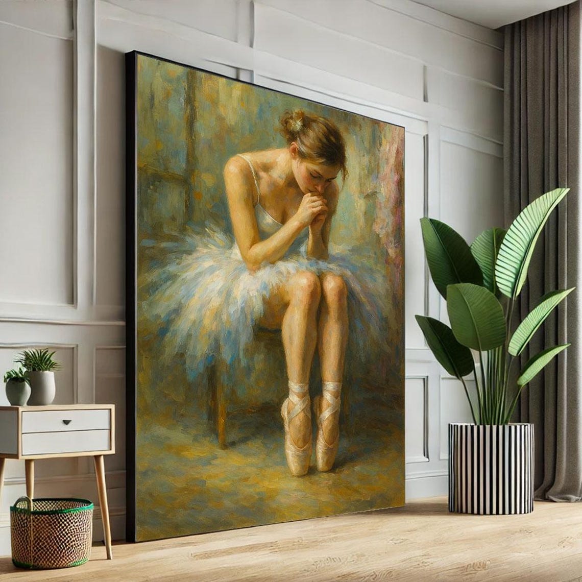 Poised Ballerina in White Tutu Impressionist Painting Poster