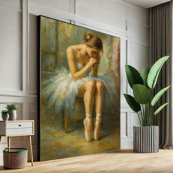 Poised Ballerina in White Tutu Impressionist Painting Poster