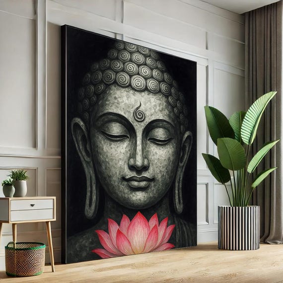 Buddha With Canvas Zen Meditation Art Print Spiritual Wall Poster Mindfulness Decor Home Ready To Hang