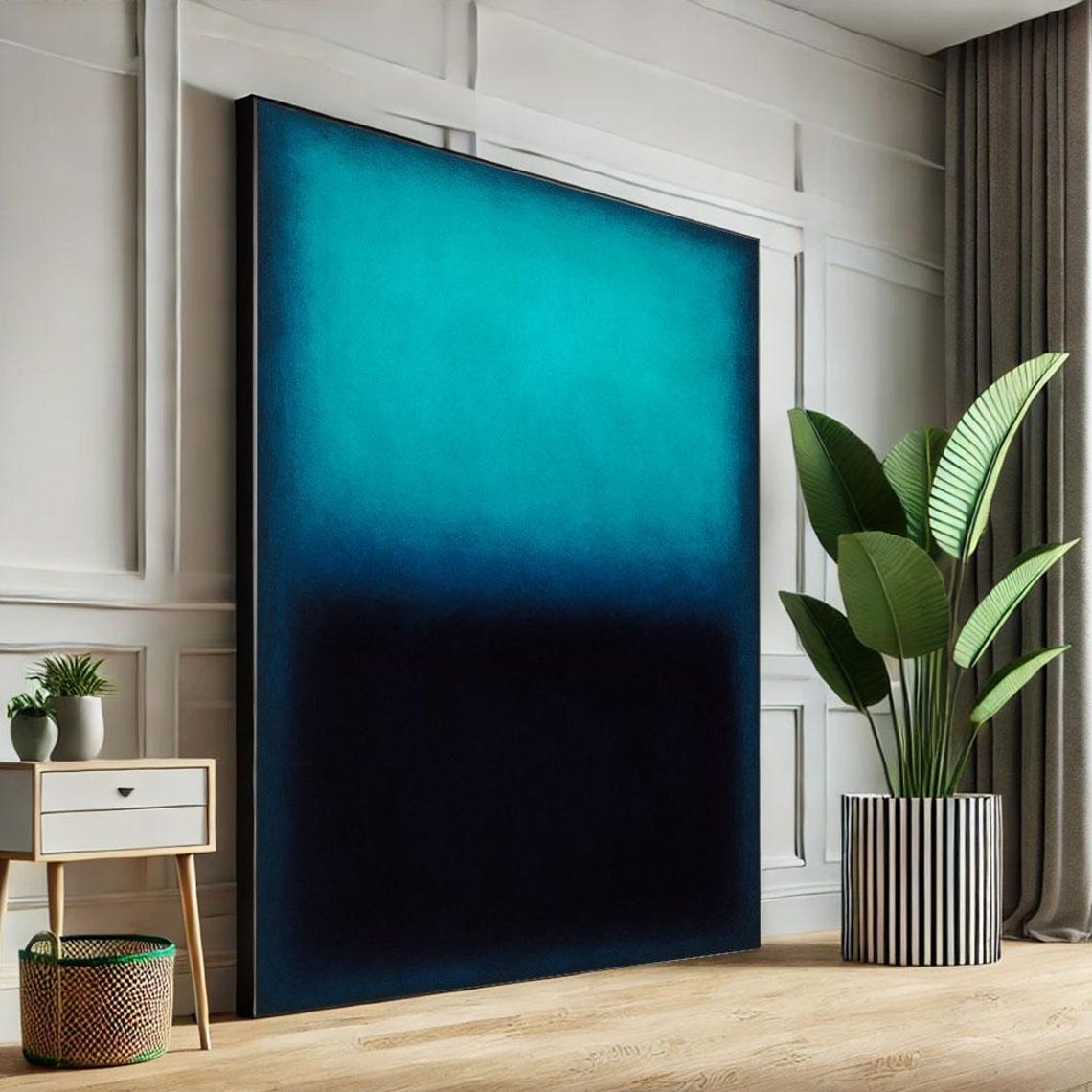 Mark Rothko Inspired Teal And Navy Blue Gradient Abstract Poster