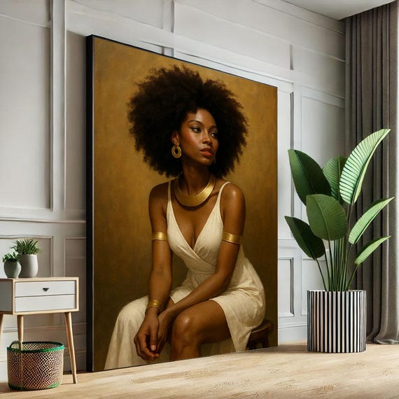 Bold African Woman Portrait Canvas Wall Art Print Classic Living Room Decor Statement Piece