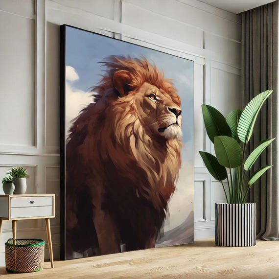 Regal Lion Portrait Canvas Wall Art Print Majestic Living Room Decor Statement Piece For Animal Lovers