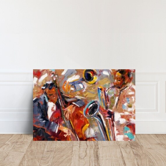 Jazz Musicians Painting Saxophone Trumpet Abstract Music Art Poster