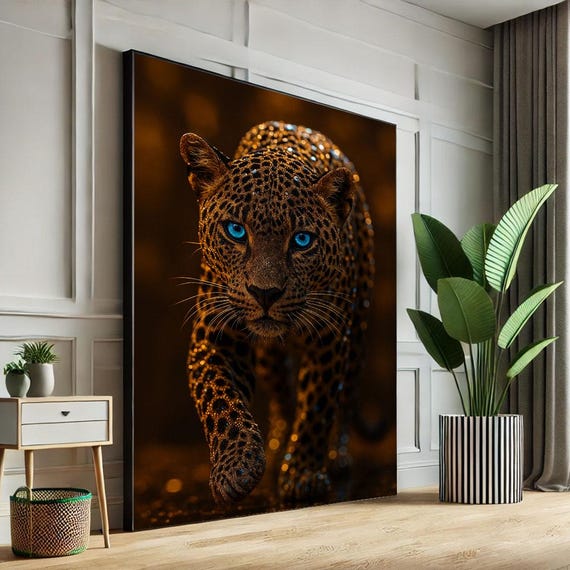 Majestic Leopard Canvas Wall Art Print Bold Wildlife Artwork For Living Room Decor Statement Piece