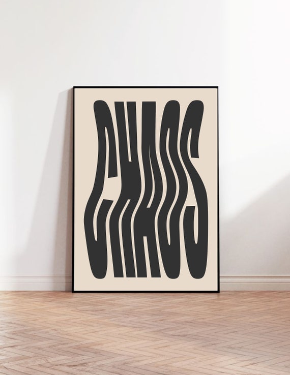 Black Chaos Wavy Poster, 70s Bauhaus Typography