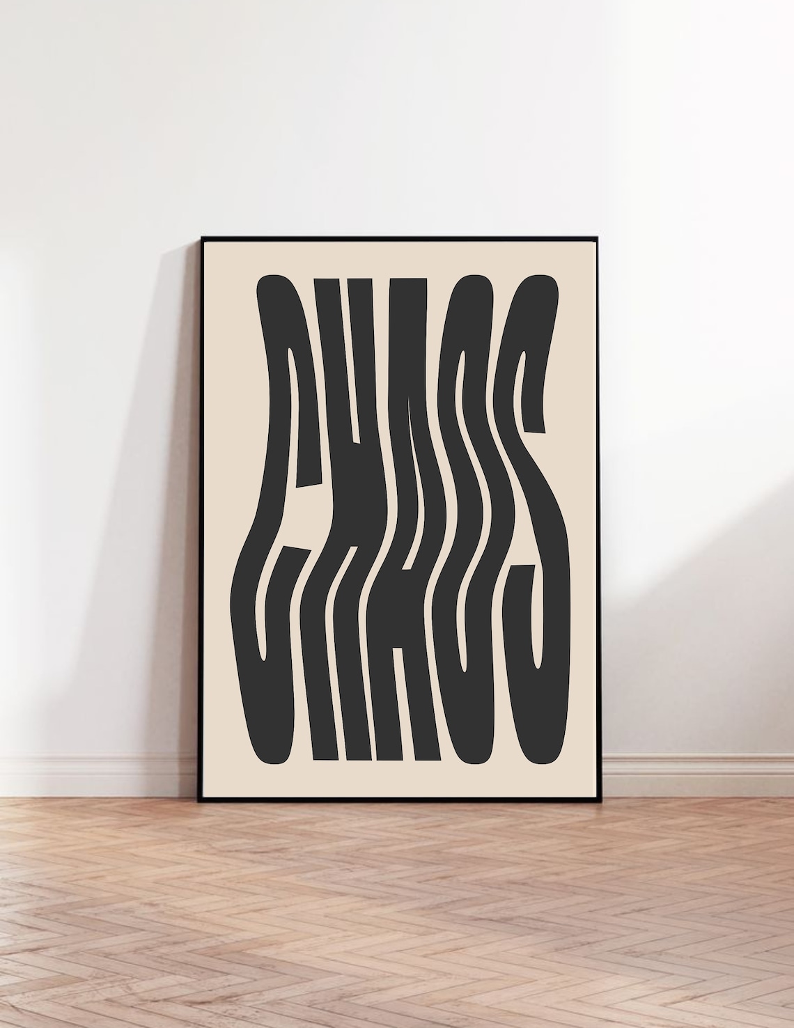 Black Chaos Wavy Poster, 70s Bauhaus Typography
