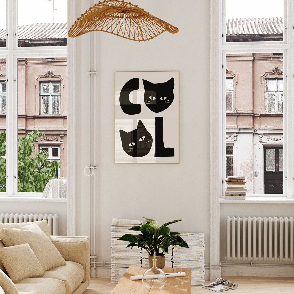 Black Cat Poster, Funny Retro Cat Lover Print - Image 2