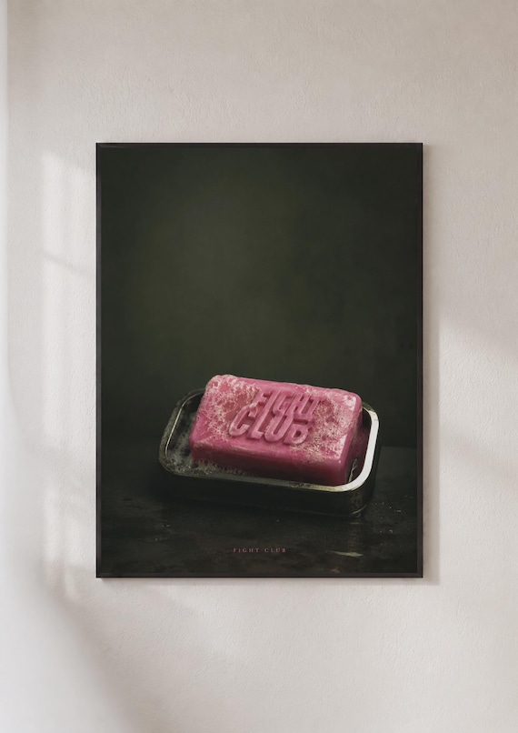 Fight Club Pink Soap Bar Moody Minimalist Cult Classic Movie Poster