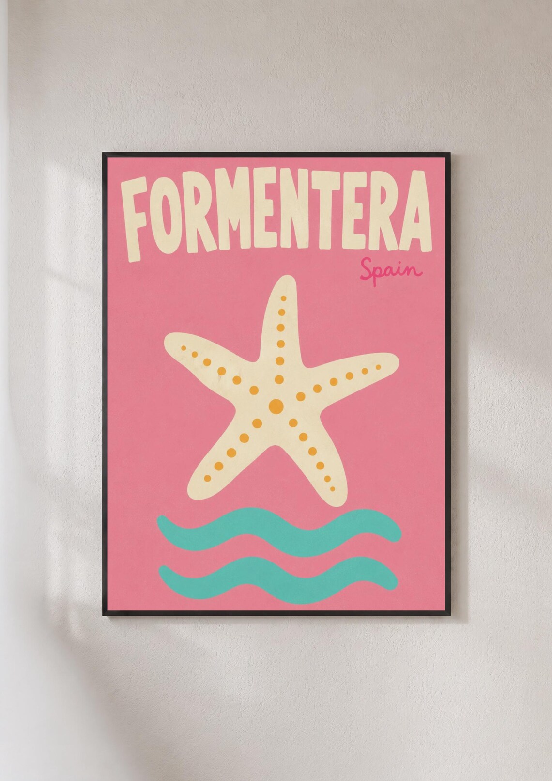 Formentera Spain Travel Poster, Retro Beach Print