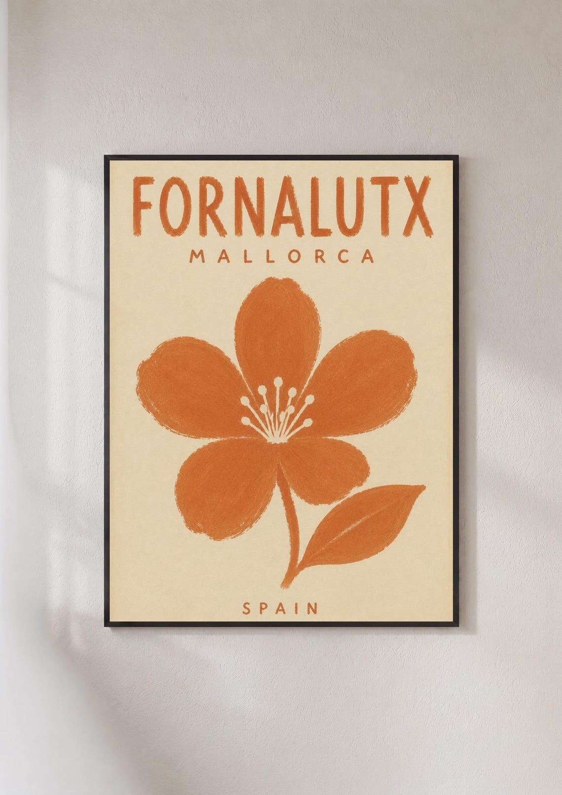 Fornalutx Mallorca Spain Vintage Travel Orange Flower Poster
