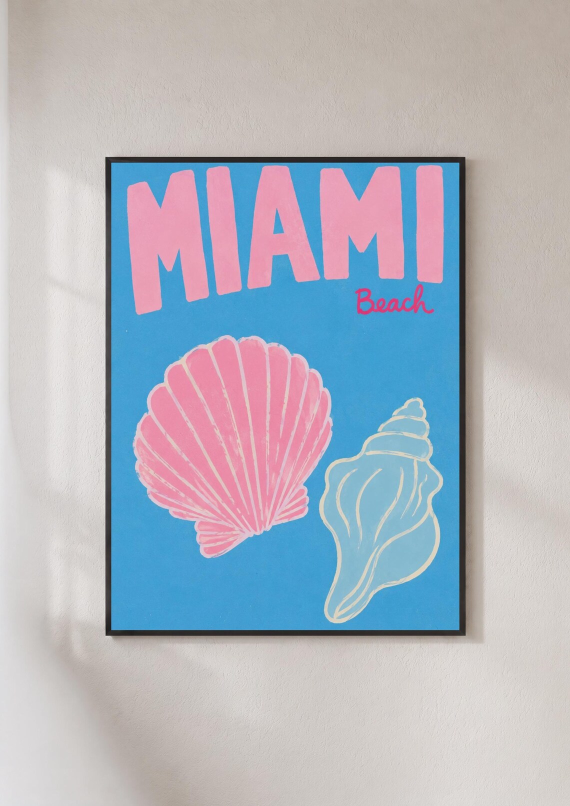 Miami Beach Retro Shell Poster, Florida Travel Poster