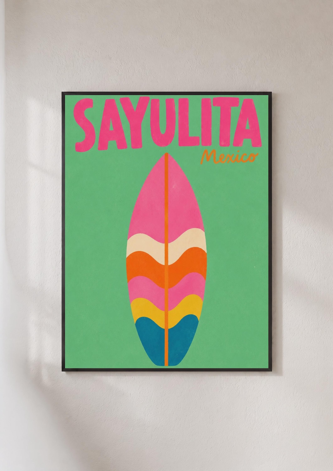 Sayulita Mexico Surf Poster, Retro Beach Print
