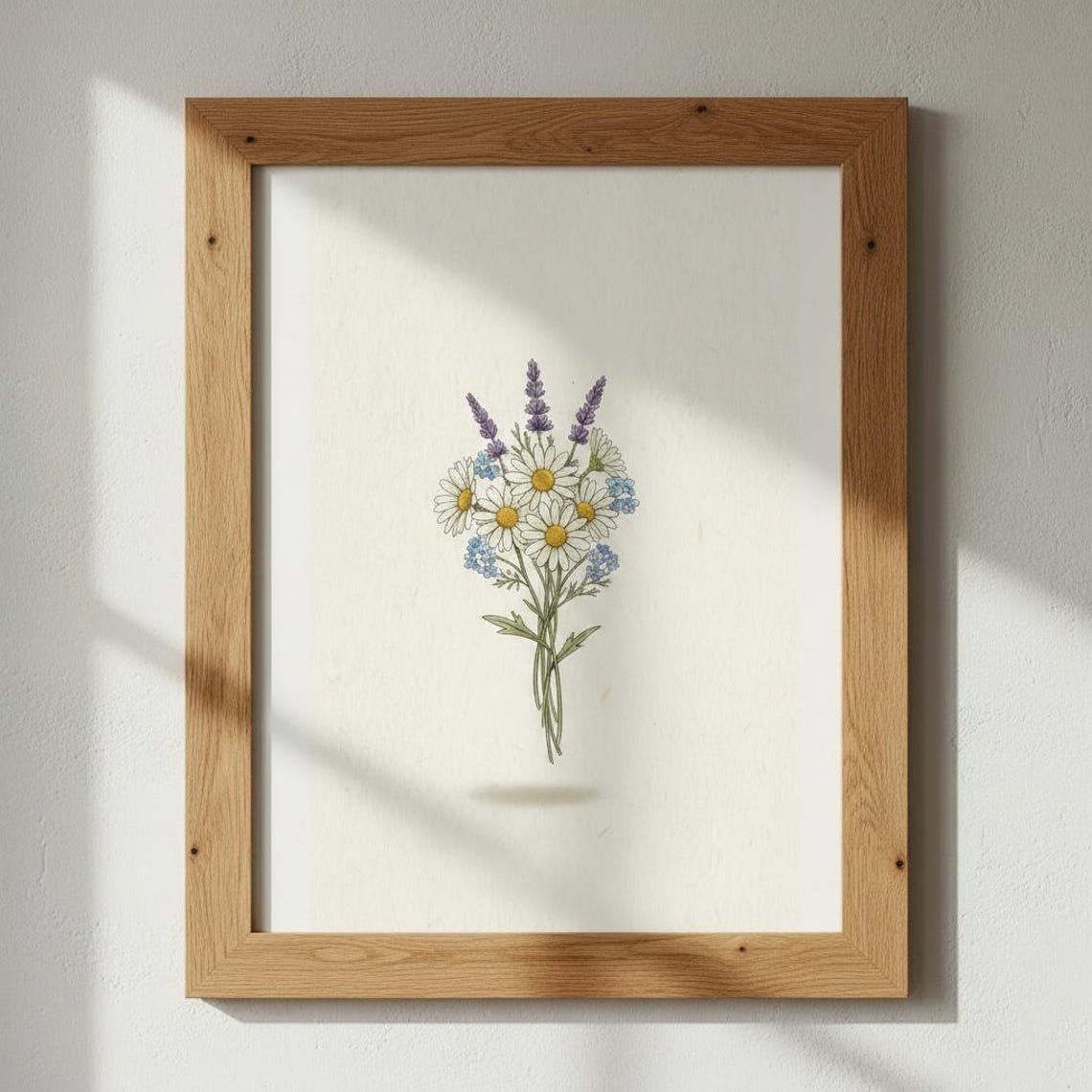 Daisy Lavender Posy Wildflower Mini Bouquet Botanical Poster