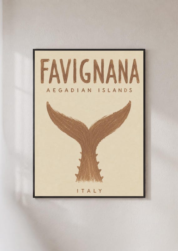 Favignana Aegadian Islands Italy Poster Whale Tail Wall Art Sicily Travel Print