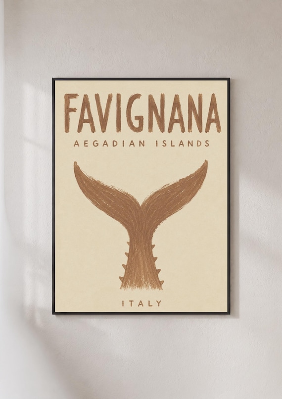 Favignana Aegadian Islands Italy Whale Tail Coastal Travel Poster