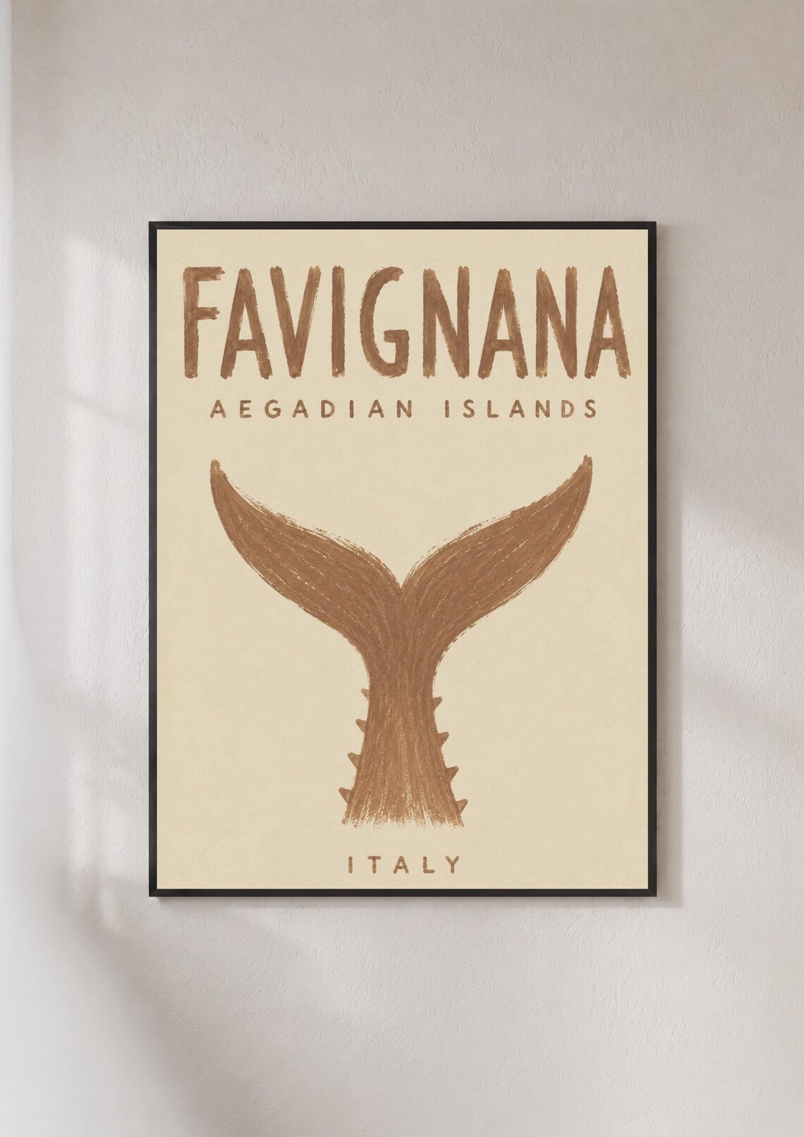 Favignana Aegadian Islands Italy Whale Tail Coastal Travel Poster