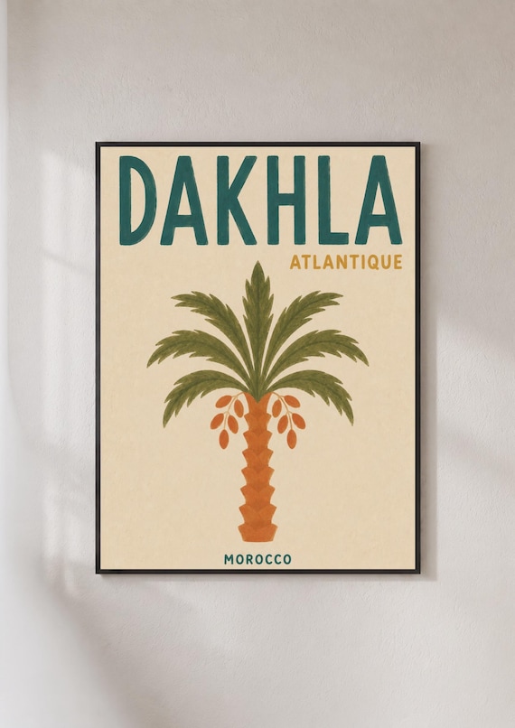 Dakhla Morocco Travel Poster, Atlantic Coast