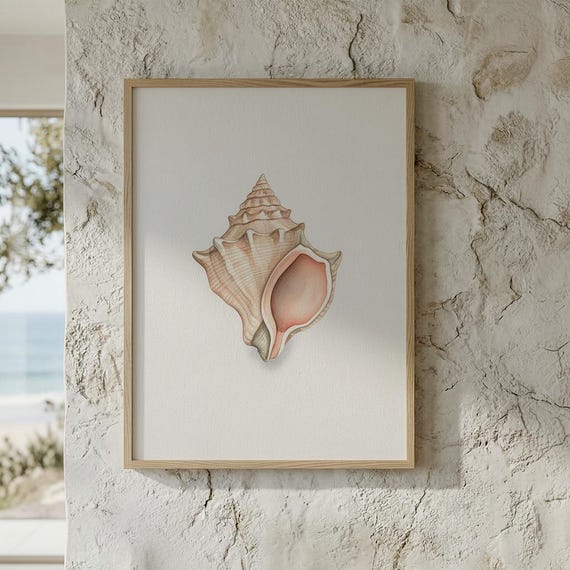 Conch Shell Print Coastal Wall Art Minimal Beach Decor