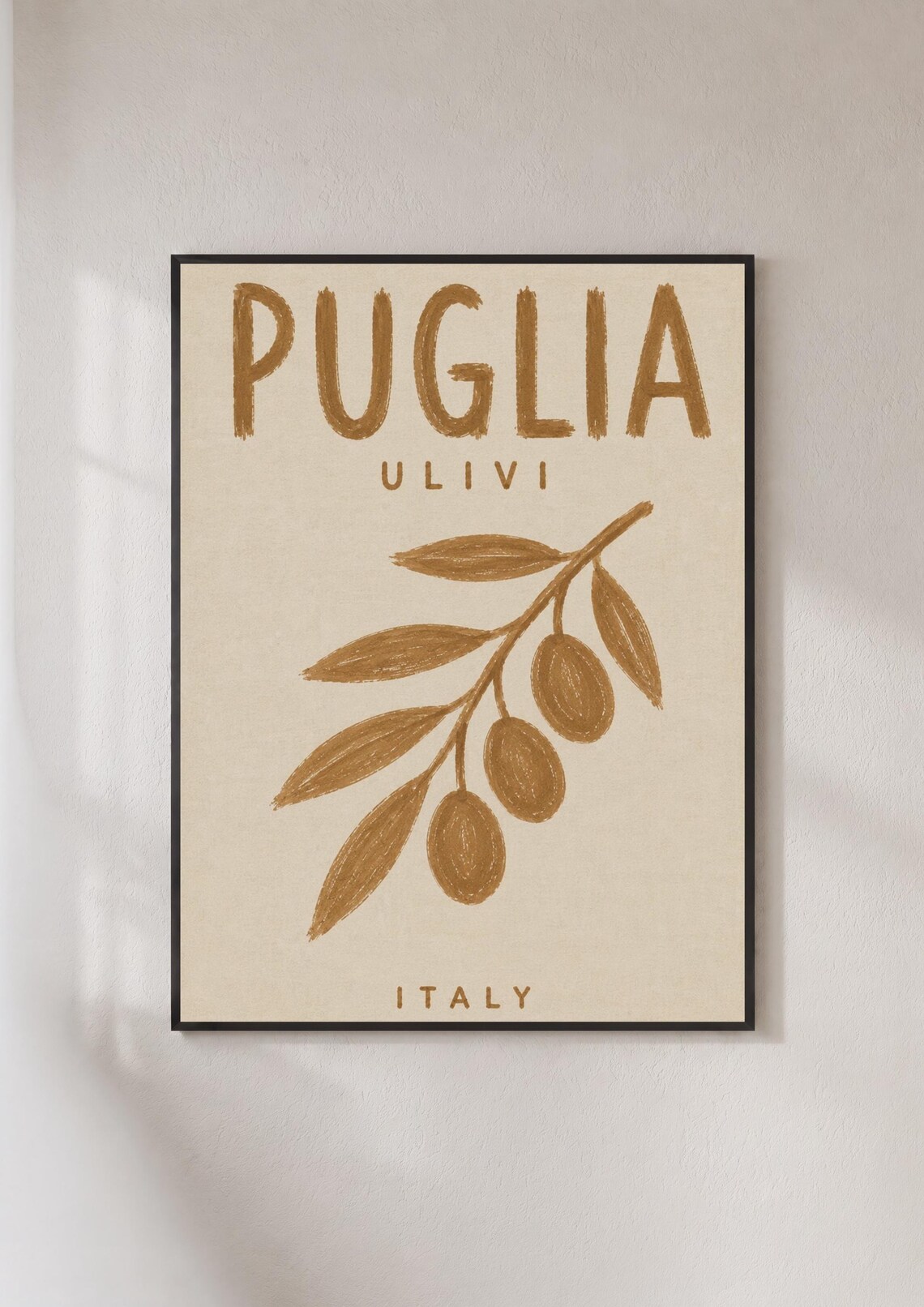 Puglia Italy Olive Branch Poster, Rustic Travel Print