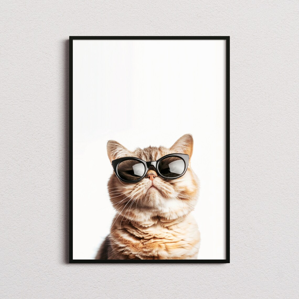Orange Persian Cat in Black Sunglasses Cute Feline Portrait Poster