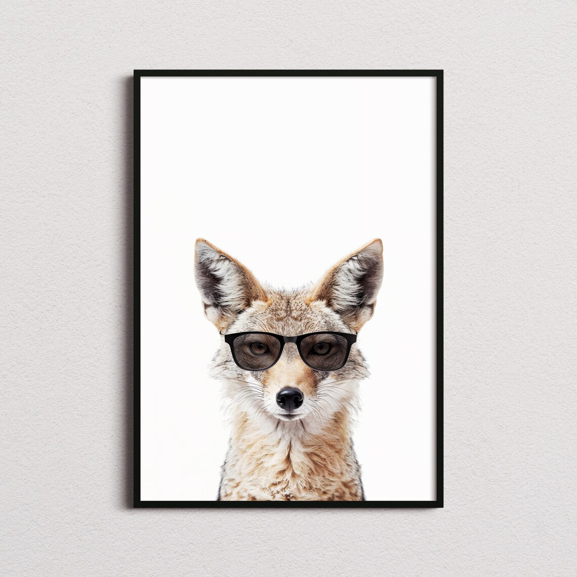 Jackal in Cool Glasses Minimalist Wild Canine Portrait Art Poster