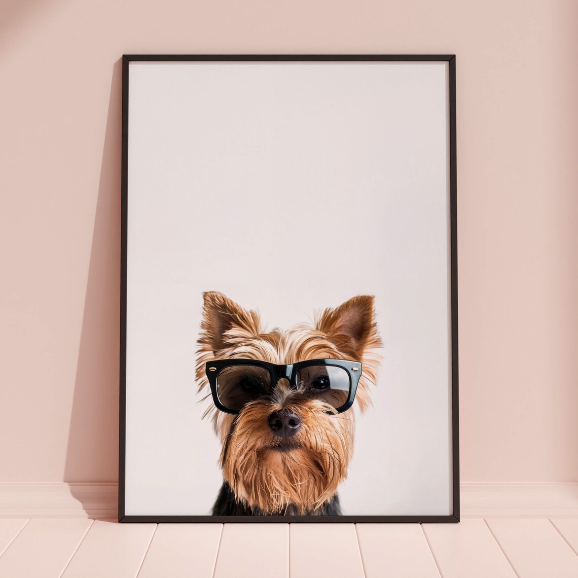 Yorkshire Terrier Dog in Black Sunglasses Cool Portrait Poster - Image 3