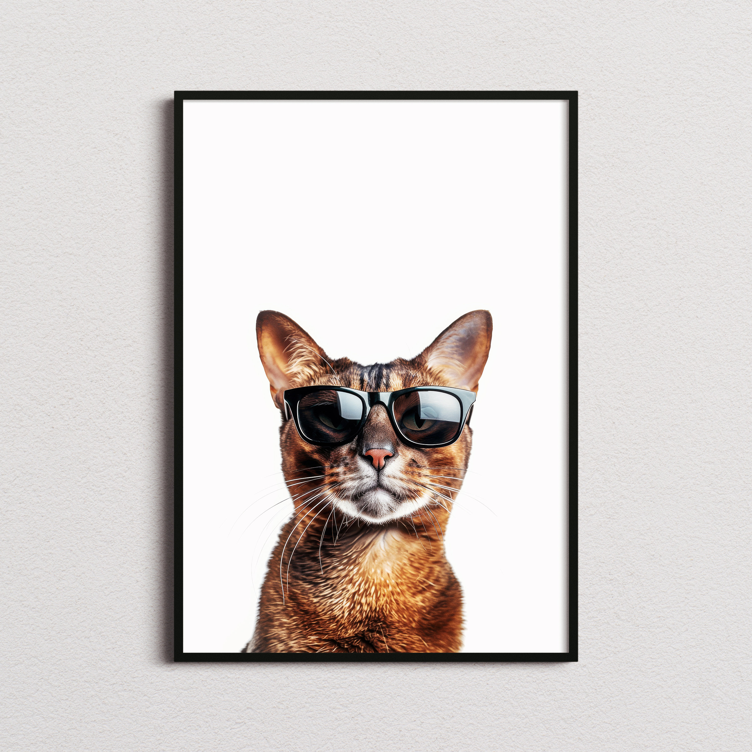 Abyssinian Cat Wearing Black Sunglasses Cool Feline Art Poster