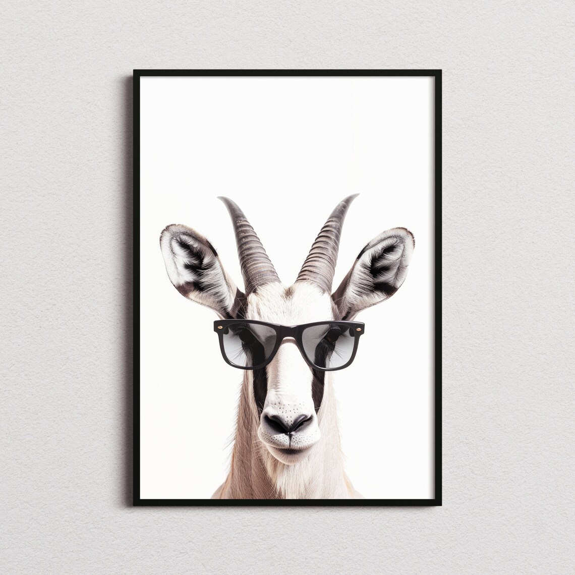 Arabian Oryx in Sunglasses Cool Desert Animal Portrait Art Poster