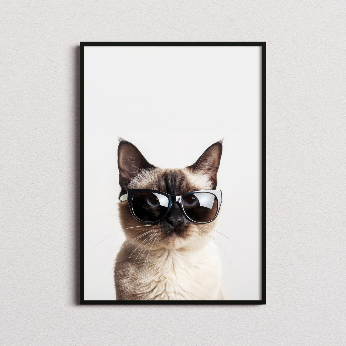 Siamese Cat in Black Sunglasses Elegant Cool Feline Portrait Poster