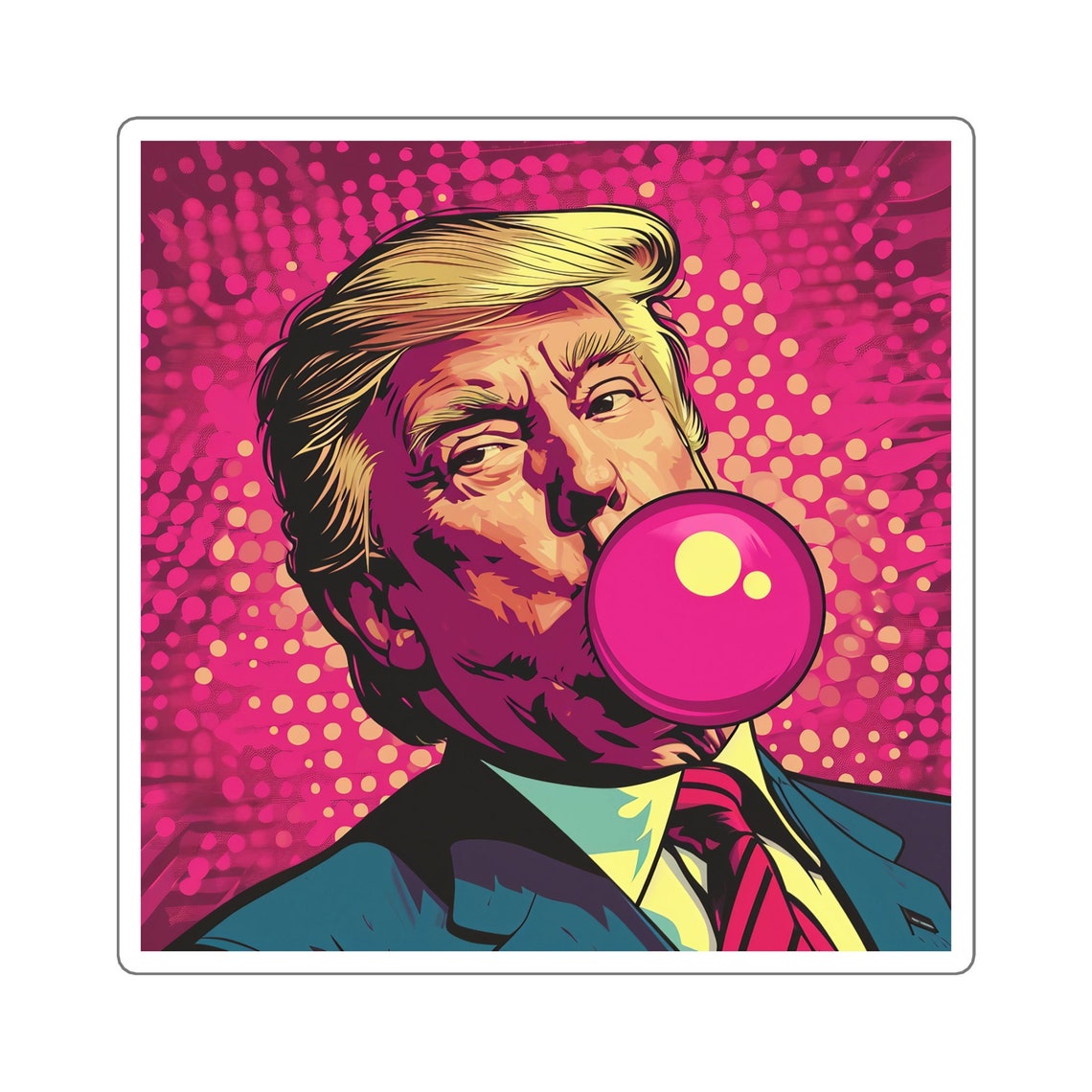 Donald Trump Blowing Pink Bubble Gum Pop Art Political Wall Art