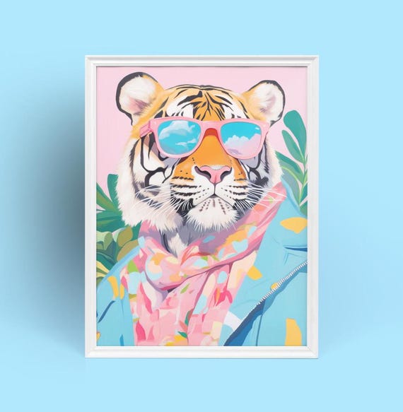 Summer Tiger Trendy Animal Art Print