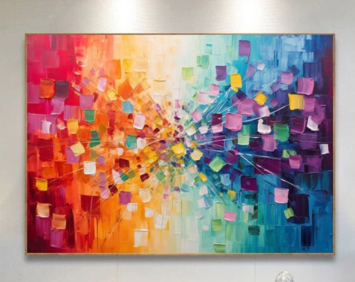 Explosive Radiant Color Burst Mosaic From Red To Blue Purple Poster