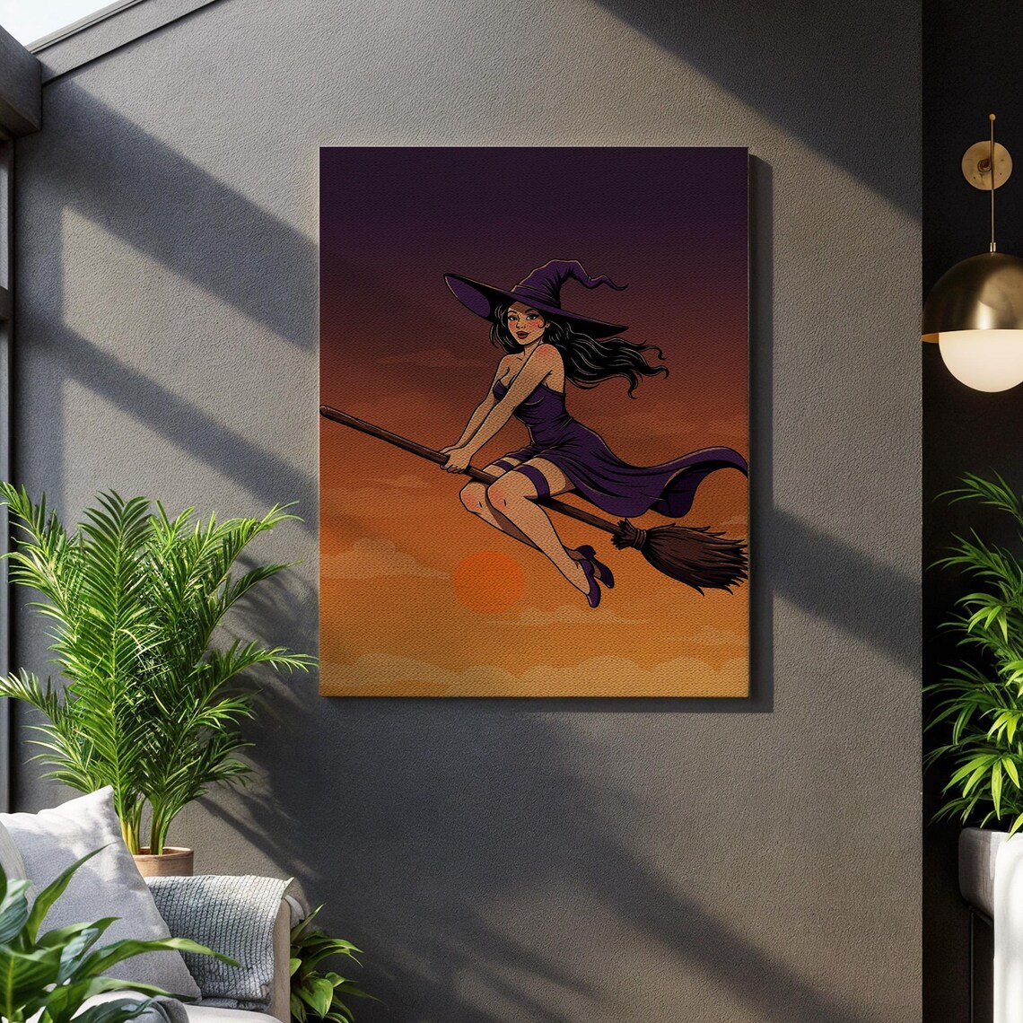 Retro Witch Pinup, Vintage Style Halloween Art Print