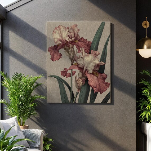 Vintage Iris Botanical Art Print, Antique Style