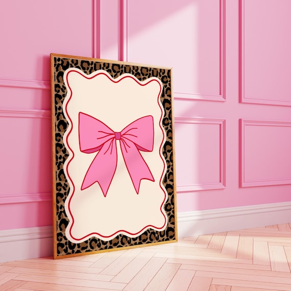 Funky Leopard Bow Wavy Print Fashion Wall Art A3 A4 8x10 A5 5x7