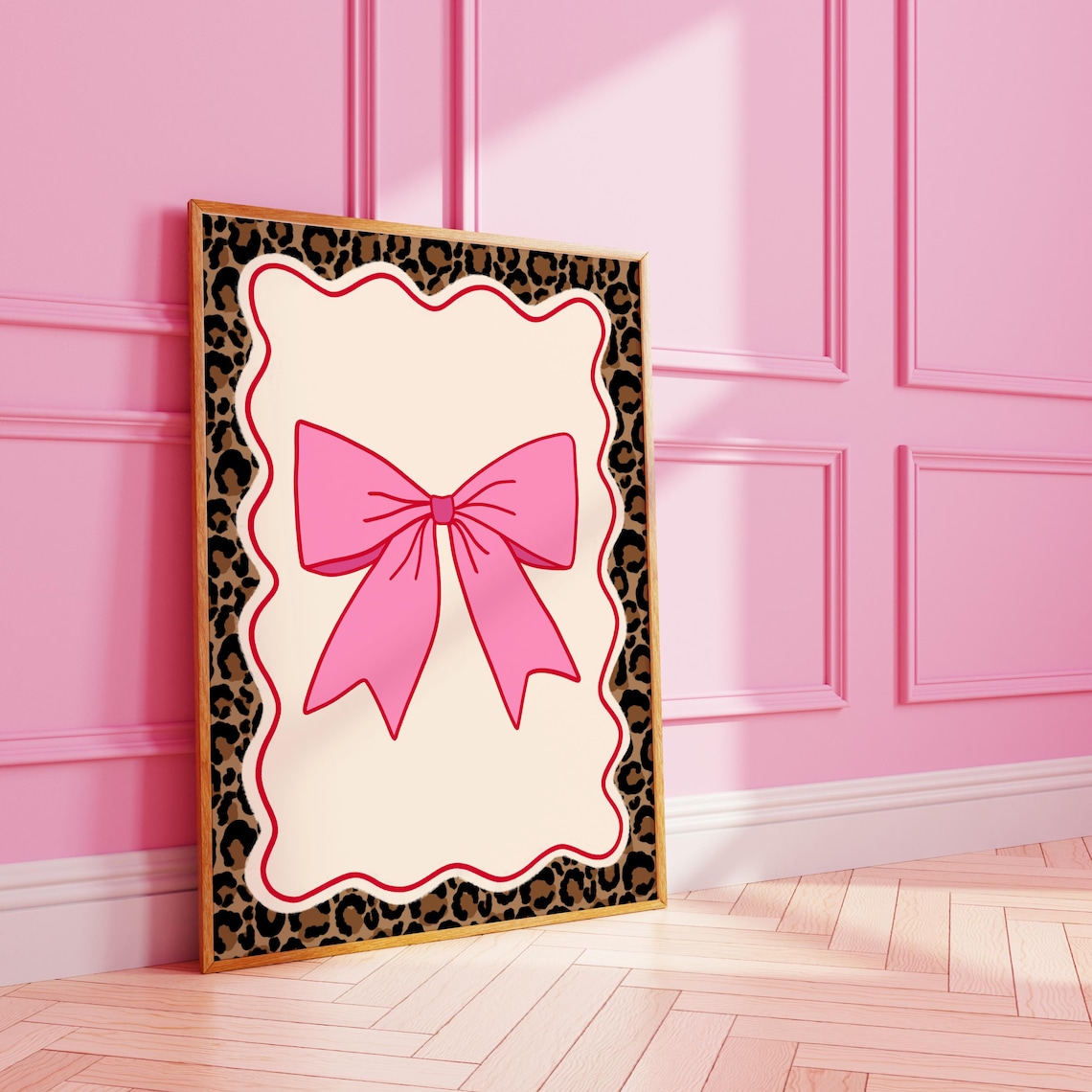 Funky Leopard Bow Wavy Print Fashion Wall Art A3 A4 8x10 A5 5x7