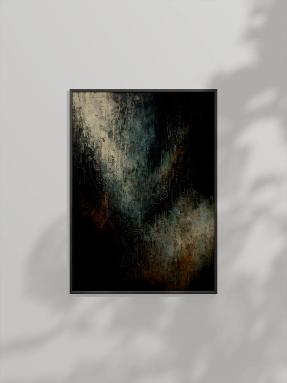 Industrial Abstract Art Moody Circuit Board Texture Dark Tech Poster